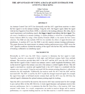 THE ADVANTAGES OF USING A DATA QUALITY ESTIMATE FOR ANTENNA TRACKING